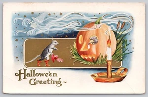 1910s Whitney Made Halloween Anthropomorphic Mice, JOL, Witch Unposted Postcard - Picture 1 of 8