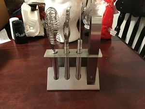 barCraft stainless steel cocktailtool kit with stand and printed recipes - Picture 1 of 3