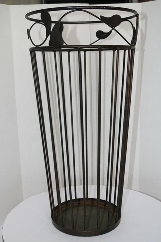 Vintage Metal Maple Leaf Cane Holder Umbrella Stand Ornate Grape & Leaf Decor Cover