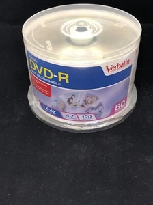 New 50 PACK Spindle Verbatim DVD-R 4.7 GB 4x 120 Min Video Recordable - Picture 1 of 3