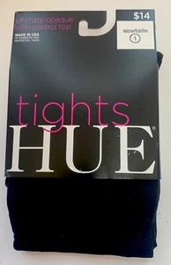 HUE Black Ultimate Opaque Control Top Tights Womens Size 1 New - Picture 1 of 5