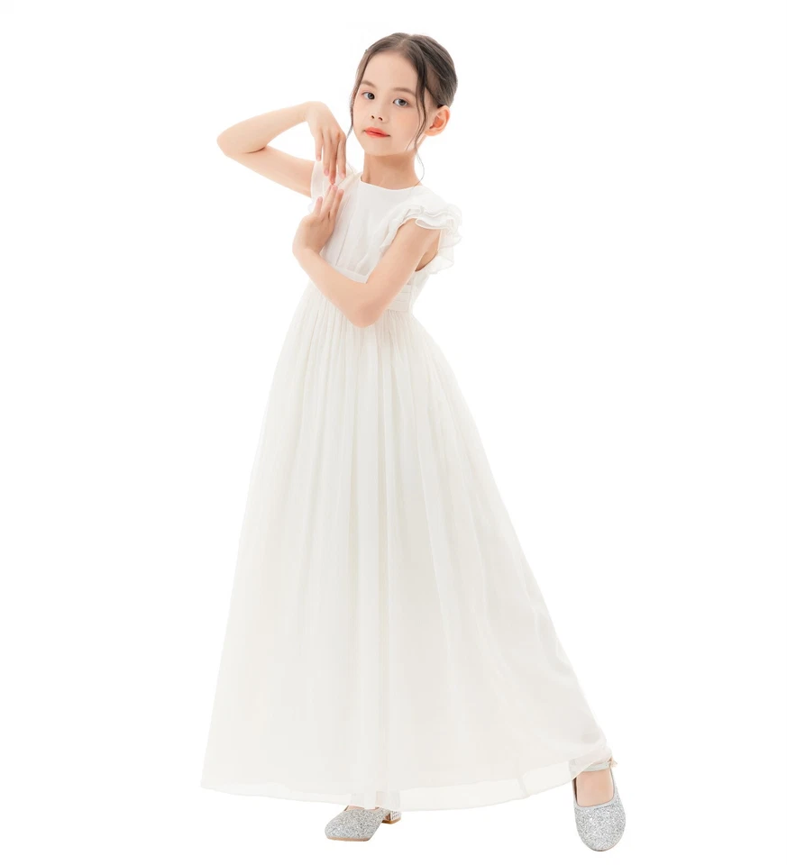 A-Line Scoop Neck Girls Dresses Chiffon Pleated Dress A-Line Flower Girl Dresses - Image 1 of 1