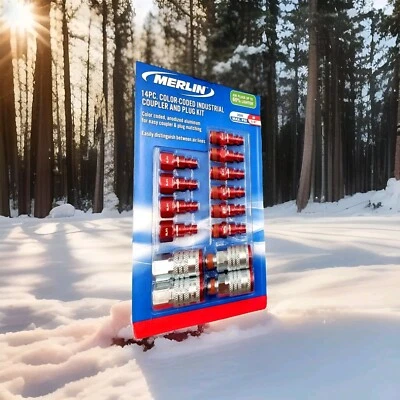 Merlin 14-pc Color-coded industrial Coupler And Plug Kit .300 psi max .red - Image 1 of 2