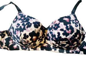 Reggiseno push up senza etichette Torrid 38DDD senza fili 360 posteriore/viola stampa animale - Foto 1 di 4