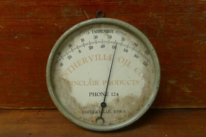 Vintage 1920s Sinclair Products Estherville Iowa Oil Co Glass Thermometer Sign - Picture 1 of 8