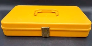 VIntage Wilson Wil-Hold Plastic Sewing Box Case For Spools & Bobbins Yellow Gold - Picture 1 of 8