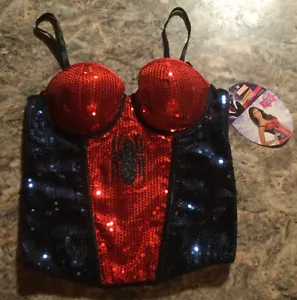 NEW Marvel Spider-girl Bustier Sexy Sequin Corset Women's Medium Large Costume - Picture 1 of 4