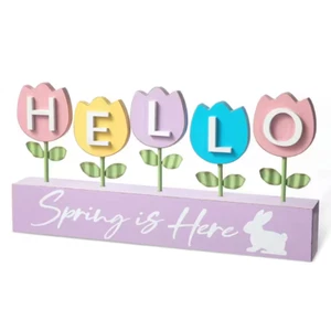 12 In. H Easter Wooden/Metal Tulips Table Decor - Picture 1 of 7