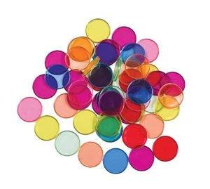 7253 Transparent Plastic Counters Steelringed Set Of 50 Assorted Colors Great Fo - Picture 1 of 4