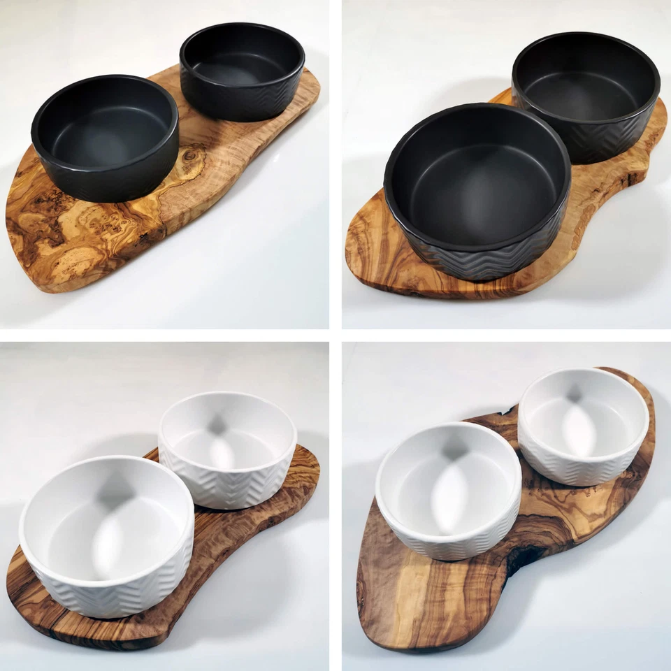 Futterstation Futterbar Futternapf Olivenholz Einzelstücke von HOLZVERLIEBT - Bild 1 von 1