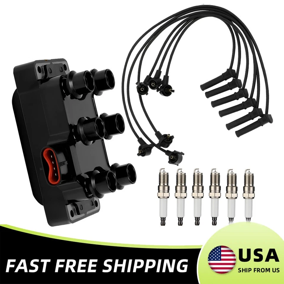 New Ignition Coil Pack & Spark Plugs & Wires for 1989-1995 Ford Taurus 4.0L V6 - Image 1 of 4