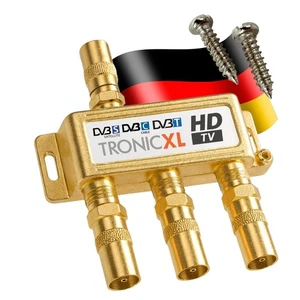 3-Fach Gold Koax verteiler Antennenverteiler Coax Buchse TV Splitter Koaxial HD - Bild 1 von 7