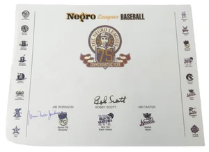 75th Year Negro Leagues Signed Paper Autographed Jim Robinson Bob Scott NO COA - Picture 1 of 10