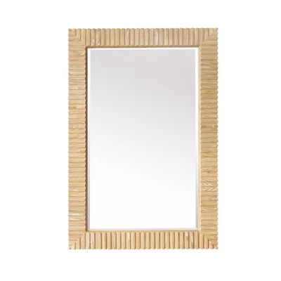 Osaka 24 pulgadas W x 35,8 pulgadas. Espejo artístico de baño con marco de madera H en gris ceniza lavada Foto 1 de 4