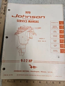Johnson fuerabordas manual de servicio, 1970, 9,5 9 1/2 HP modelos caballos de fuerza - Imagen 1 de 1