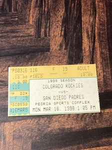 Colorado Rockies San Diego Padres 16. März 1998 Ticket Stub Baseball - Bild 1 von 2