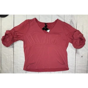 Torrid Studio V-Neck Quarter Sleeve Top Women's Size 3X (22-24) Pink Blush NWT - Picture 1 of 6