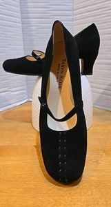 Taryn Rose Lauren Italian Black Suede Mid Heel Pumps EU 37.5/US 7 Sexy & Smart - Picture 1 of 10