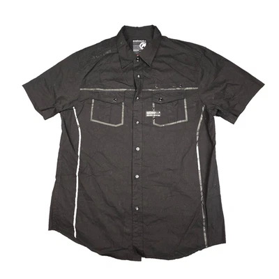 Ecko Unltd Shirt Mens LARGE Black Short Sleeve Button Up Pocket cotton Size L - Image 1 of 4