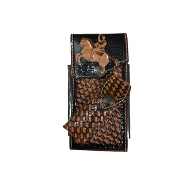 COWBOY PRAYER & KNIFE POUCH BELT LOOP CLIP LEATHER WESTERN UNIVERSAL PHONE CASE - Image 1 of 3