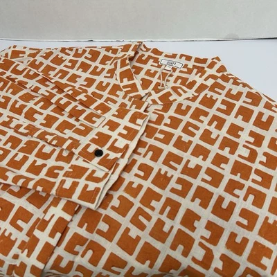 Vestido túnica Zuri Kenya nuevo con etiquetas naranja crema patrón abstracto 100 % algodón talla 2X Foto 1 de 4