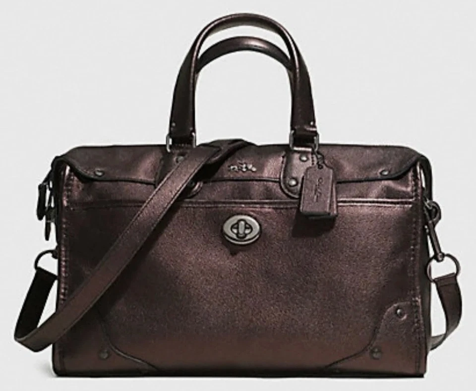 Coach Bronze Rhyder 32 Metallic Leather Satchel Handbag Purse 33739