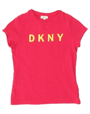 DKNY Girls Graphic T-Shirt Top 11-12 Years Pink Cotton AZ22 - Image 1 of 3