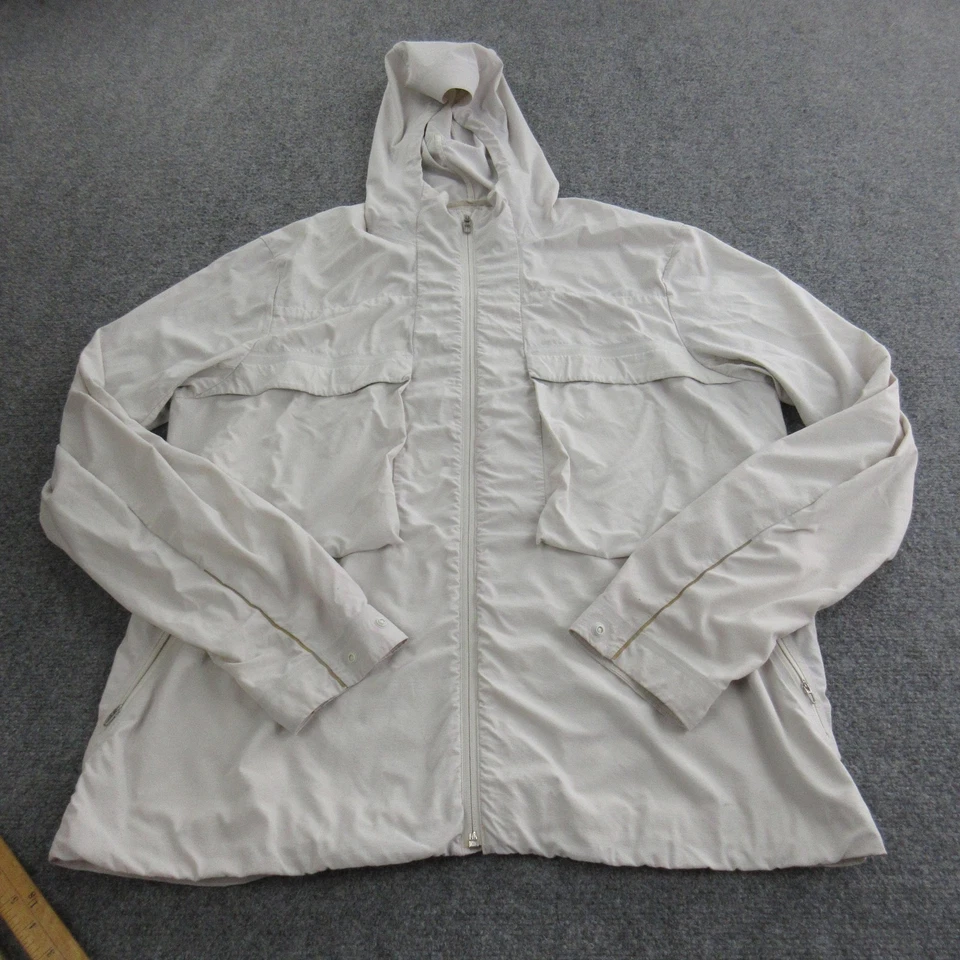 Lululemon Jacket Mens Large Beige Hooded Full Zip Lightweight Running Coat - Image 1 of 4