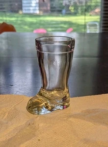 Vintage Mod Dep European Clear Boot Shot Glass 3 1/4” Tall - Picture 1 of 6