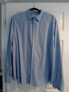 M&S Mid Blue Slim Fit With Stretch Long Sleeve Cotton Shirt 3XL - Picture 1 of 9