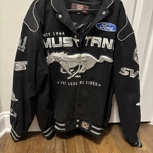 JH Design Men's Black Ford Mustang Racing Varsity Jacket Extra Large - Picture 1 of 7