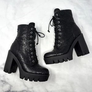 Giuseppe Zanotti Gintonic Schlangenleder Plateau Blockabsatz Stollensohle Stiefel Schwarz 37 - Bild 1 von 12