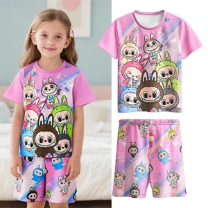 Kids Boys Girls Cartoon Short Sleeve T-shirt Shorts Pyjamas Set Nightwear Gift - Picture 1 of 1