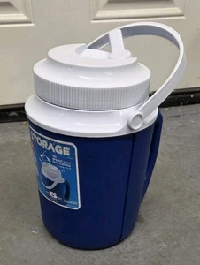 Vintage Rubbermaid Gott 1/2 Gallon Water Beverage Cooler Jug 2 Handle #1522 BLUE - Picture 1 of 5
