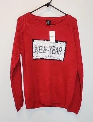 Rue 21 новый год / Рождество последовательность свитер красный двусторонний женщин большой - Изображение 1 из 4