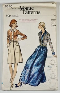 "Vestido camisero vintage con patrón de costura Vogue 8340 Misses años 70 para busto de punto 36""" - Imagen 1 de 4
