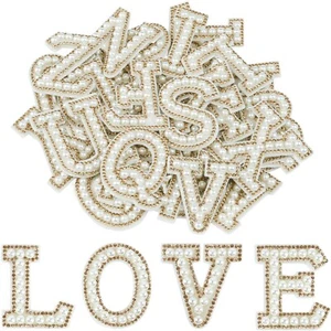 Glamouröse 26 x Strass-Buchstaben-Aufnäher für individuelle Styles in Hellgelb - Bild 1 von 1