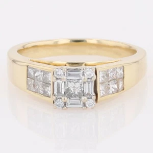 1.13ctw Princess Cut Diamond Halo Engagement Ring 14k Multi-Tone Gold Size 8.5 - Picture 1 of 7
