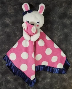 Bunny Rabbit Sicherheitsdecke Lovey rosa weiß gepunktet blau Satin Old Navy - Bild 1 von 5