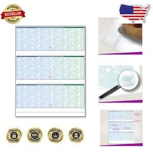 500 hojas de stock de cheques en blanco para inyección de tinta láser - 3 por página, verde/azul prismático - Imagen 1 de 11