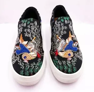 NEW STEVE MADDEN EXQUISITE BLUEBIRD OF JOY HAPPINESS PROSPERITY BLACK FLATS 39 8 - Picture 1 of 5