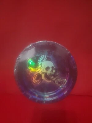 Platos de postre de papel de 7" de fiesta de Halloween carnaval serpiente calavera caos medianoche Foto 1 de 4