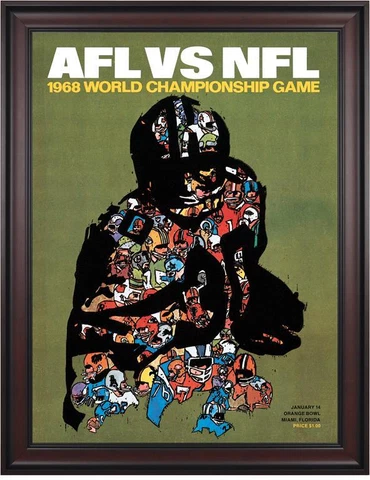 1968 Packers vs Raiders Framed 36" x 48" Canvas Super Bowl II Program Cover