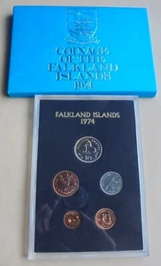 1974 FALKLAND ISLANDS - FIEST OFFICIAL PROOF SET (5) - ROYAL MINT - BEAUTY! - Picture 1 of 9