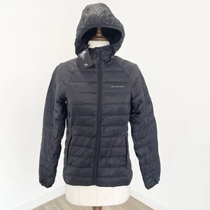 Macpac Womens Uber Hooded Down Zip Puffer Jacket 650 Fill Size 10 New $239 Black - Picture 1 of 6