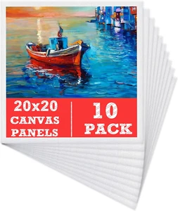 10x Leinwand Set 20x20cm Weiß Canvas Panel 3mm Stark Vorgespannt Künstler Malen✅ - Bild 1 von 8