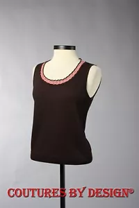 St John Knits Santana Shell Top Trim Collar Mahogany Multi Sz X-Lg NWT MSRP $400 - Picture 1 of 4