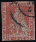 ITALIAN STATES TUSCANY 1851 60 CR. SCARLATO CUPO 47000€  RRR CERT AVI