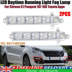 2x LED Daytime Running Light Fog Lamp For Citroen C1 Peugeot 107 108 Toyota Aygo - Picture 1 of 24