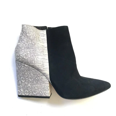 Botines Loeffler Randall Lia Botas Mujer 8 Negro Gris Estampado Serpiente Cuero Gamuza Foto 1 de 4
